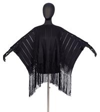 Yves Saint Laurent, Black Fringed Silk Poncho