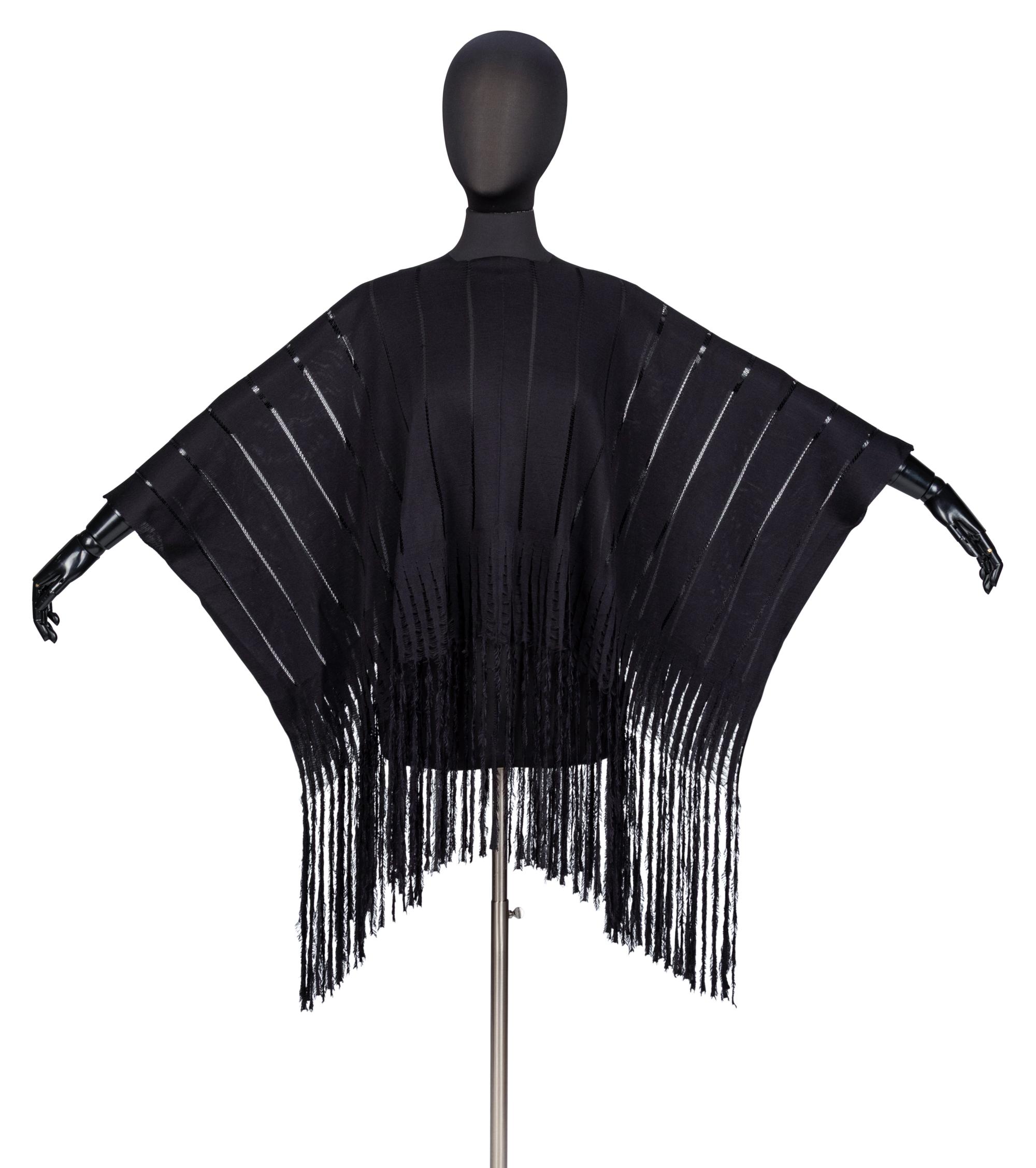 Yves Saint Laurent, Black Fringed Silk Poncho