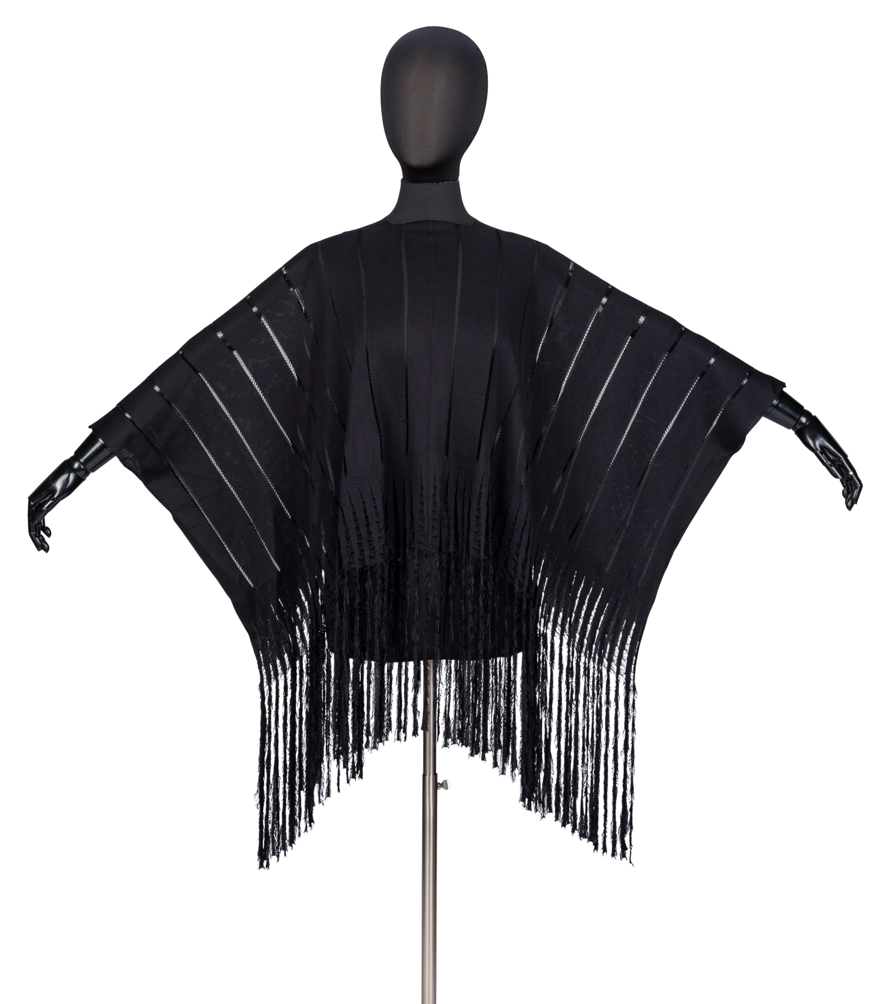 Yves Saint Laurent, Black Fringed Silk Poncho