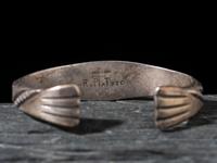 Sand Cast Silver and Lander Blue Turquoise Cuff Bracelet