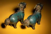 A Pair of Cloisonné Enamel Figures of Qilin