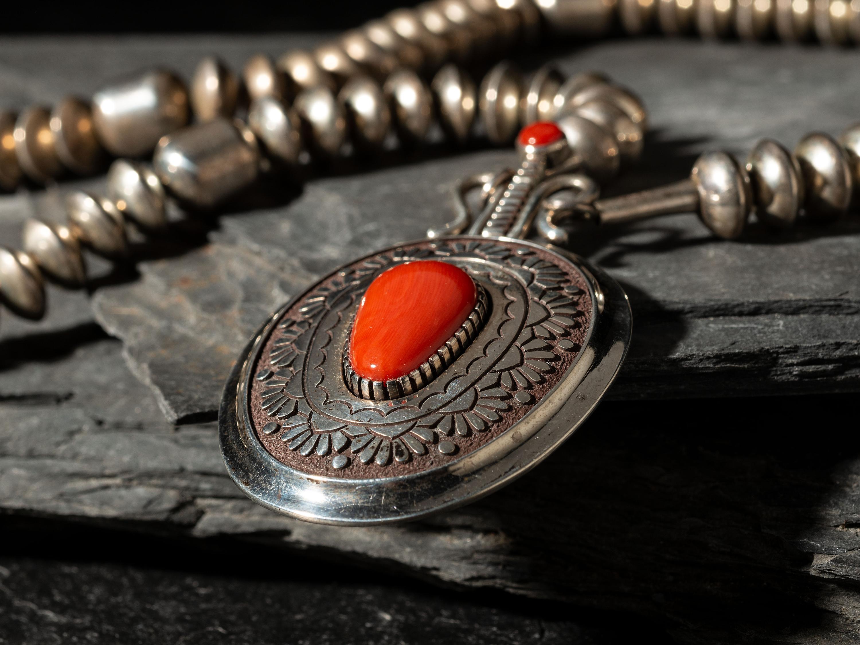 Sterling Silver and Coral Necklace