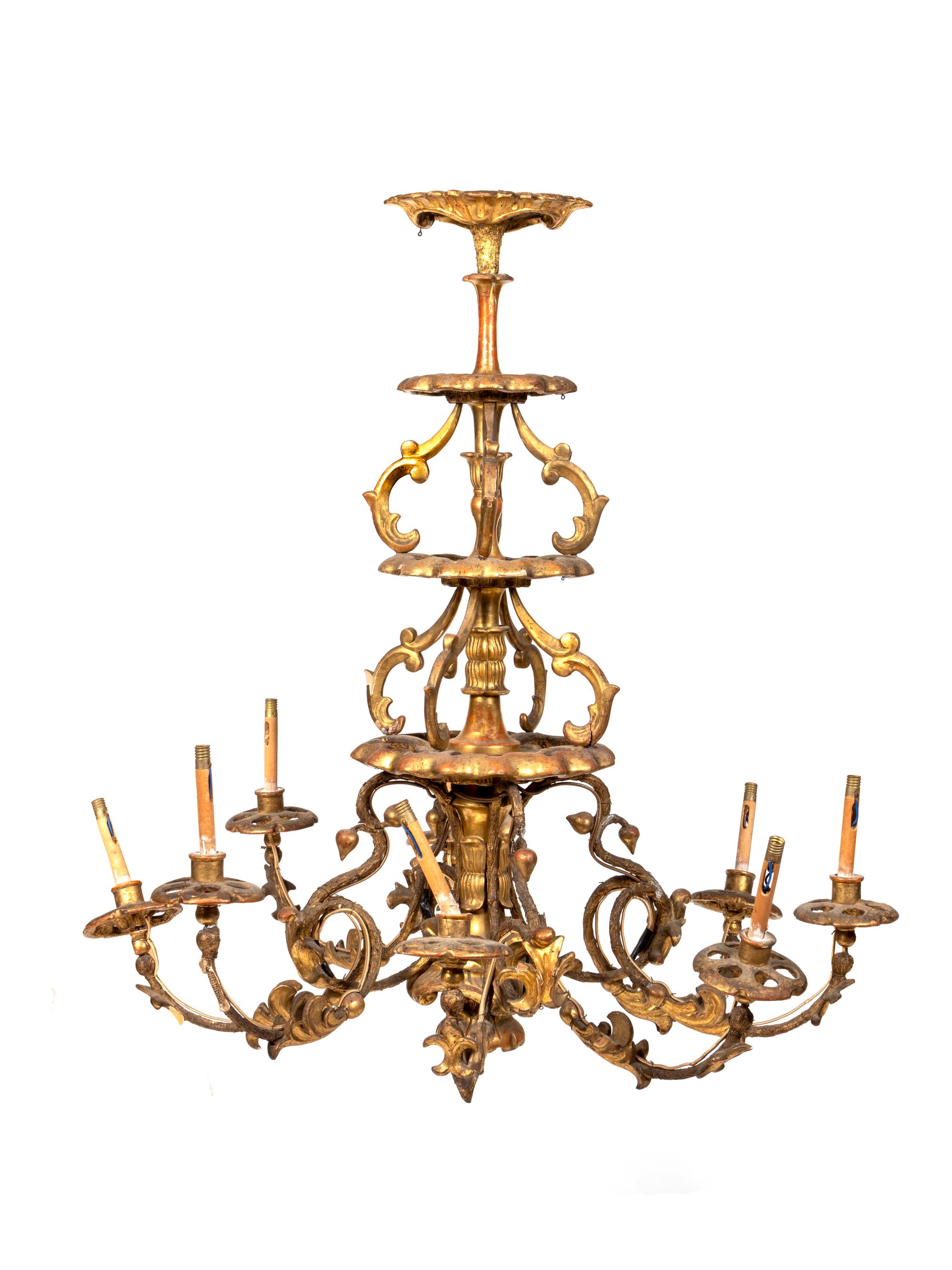 An Austrian Carved Giltwood Eight-Light Chandelier — 19TH CENTURY