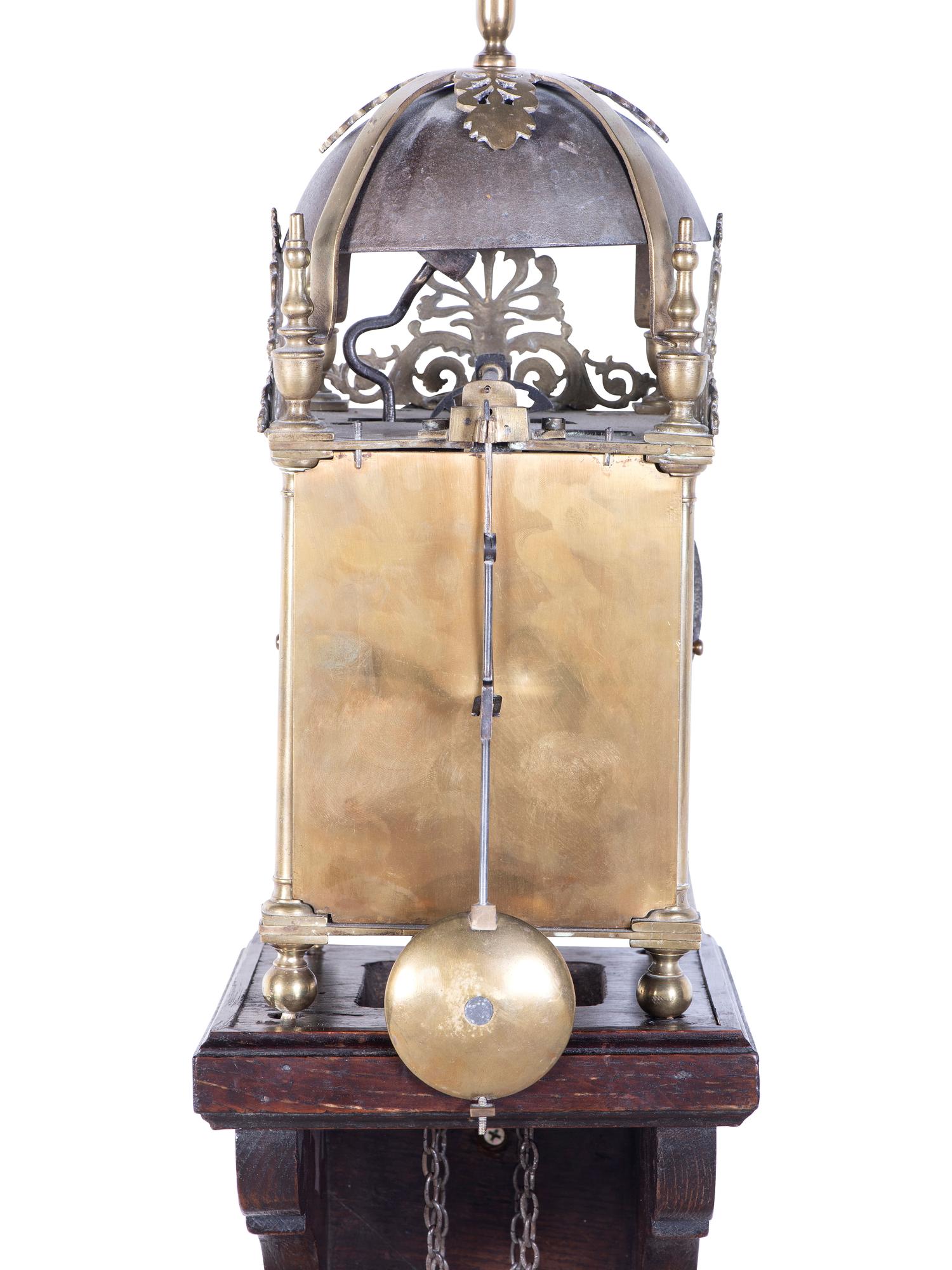 An English Incised Brass Lantern Bracket Clock, 17th Century