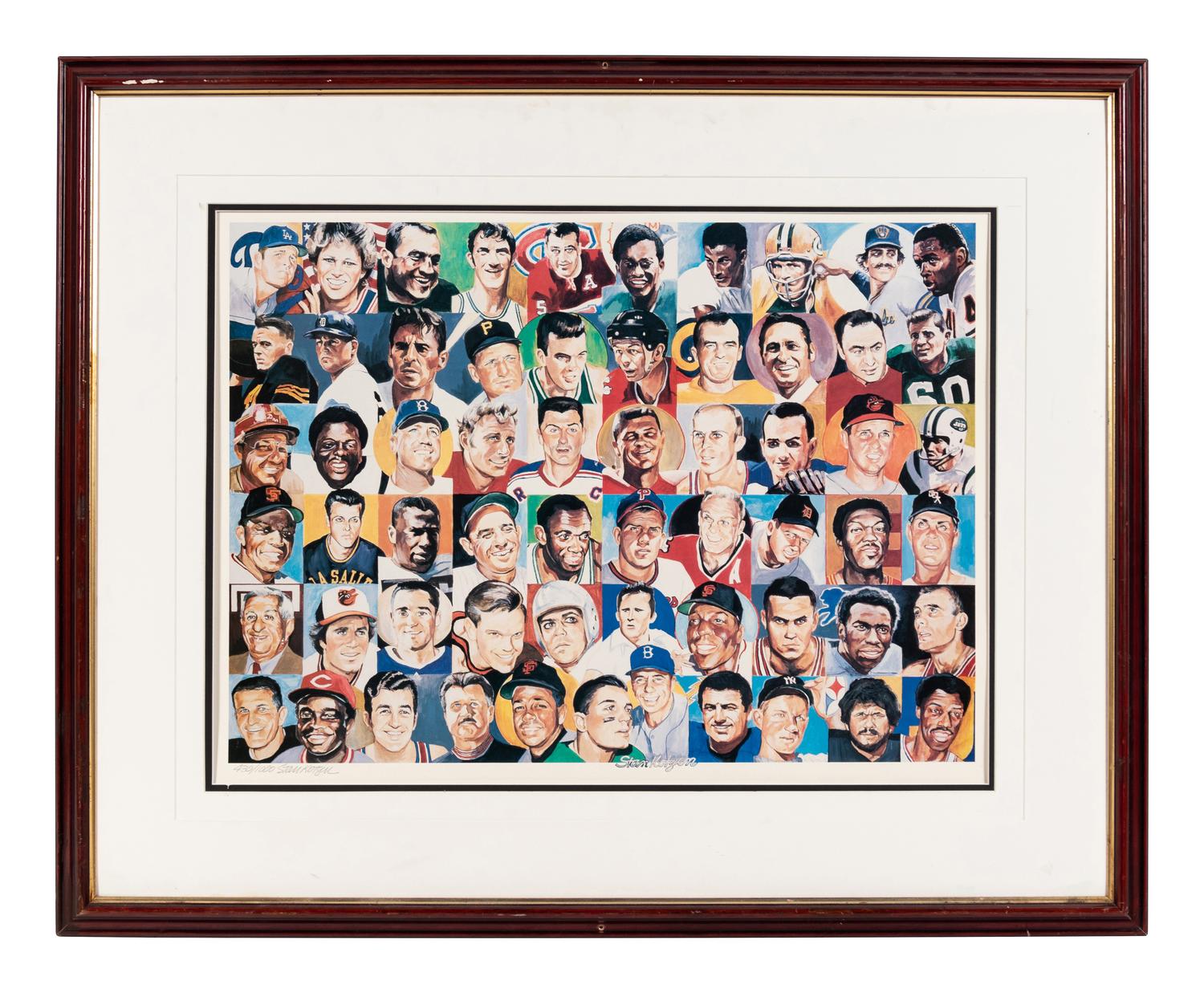 A Group of Five Large Scale Football Artworks Formerly Displayed at Mike Ditka’s Restaurant