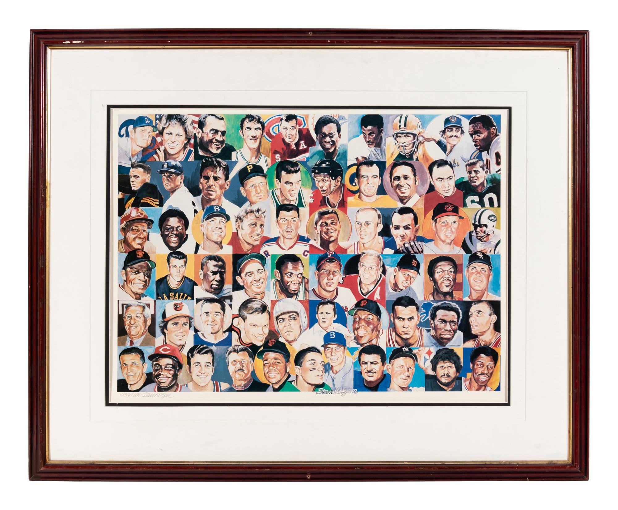 A Group of Five Large Scale Football Artworks Formerly Displayed at Mike Ditka’s Restaurant