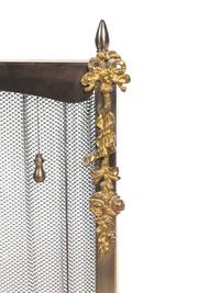 A Pair of Federal Style Brass Andirons with an Associated Fender and Screen