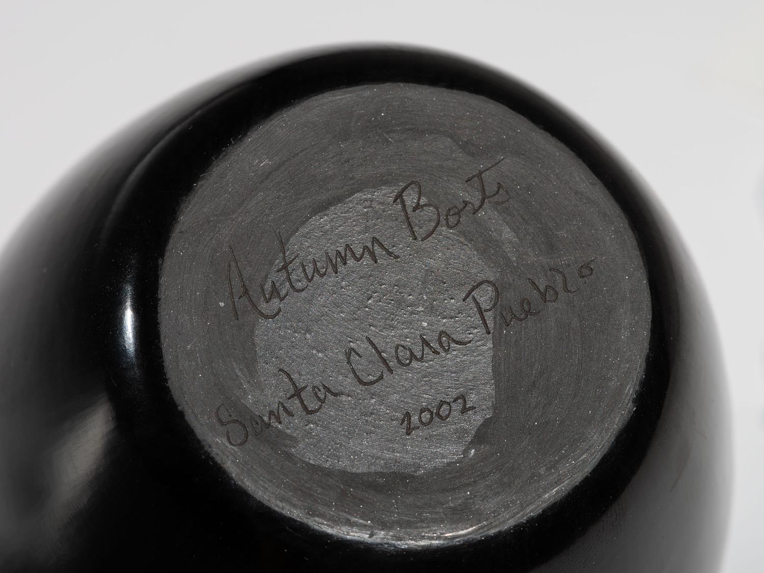 Carved Blackware Vase, with Dragonflies