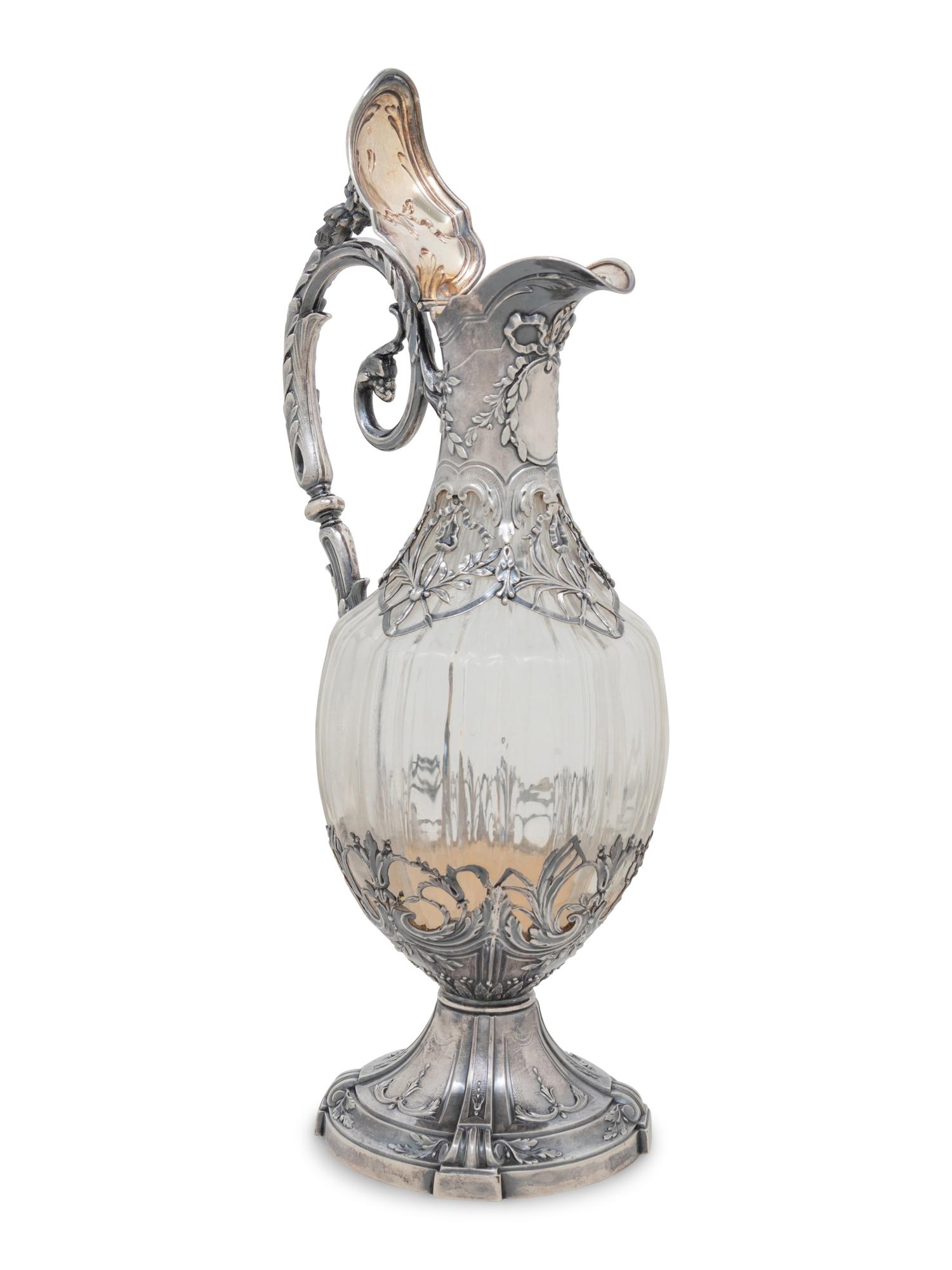 A French Silver-Mounted Glass Claret Jug