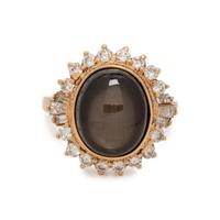 BLACK STAR SAPPHIRE AND DIAMOND RING