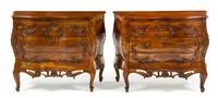 A Pair of Louis XV Style Walnut Commodes Height 31 1/2 x width 41 3/8 x depth 17 3/4 inches. — MID-20TH CENTURY