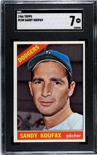 A 1966 Topps Sandy Koufax Baseball Card No. 100 (SGC 7 NRMT)
