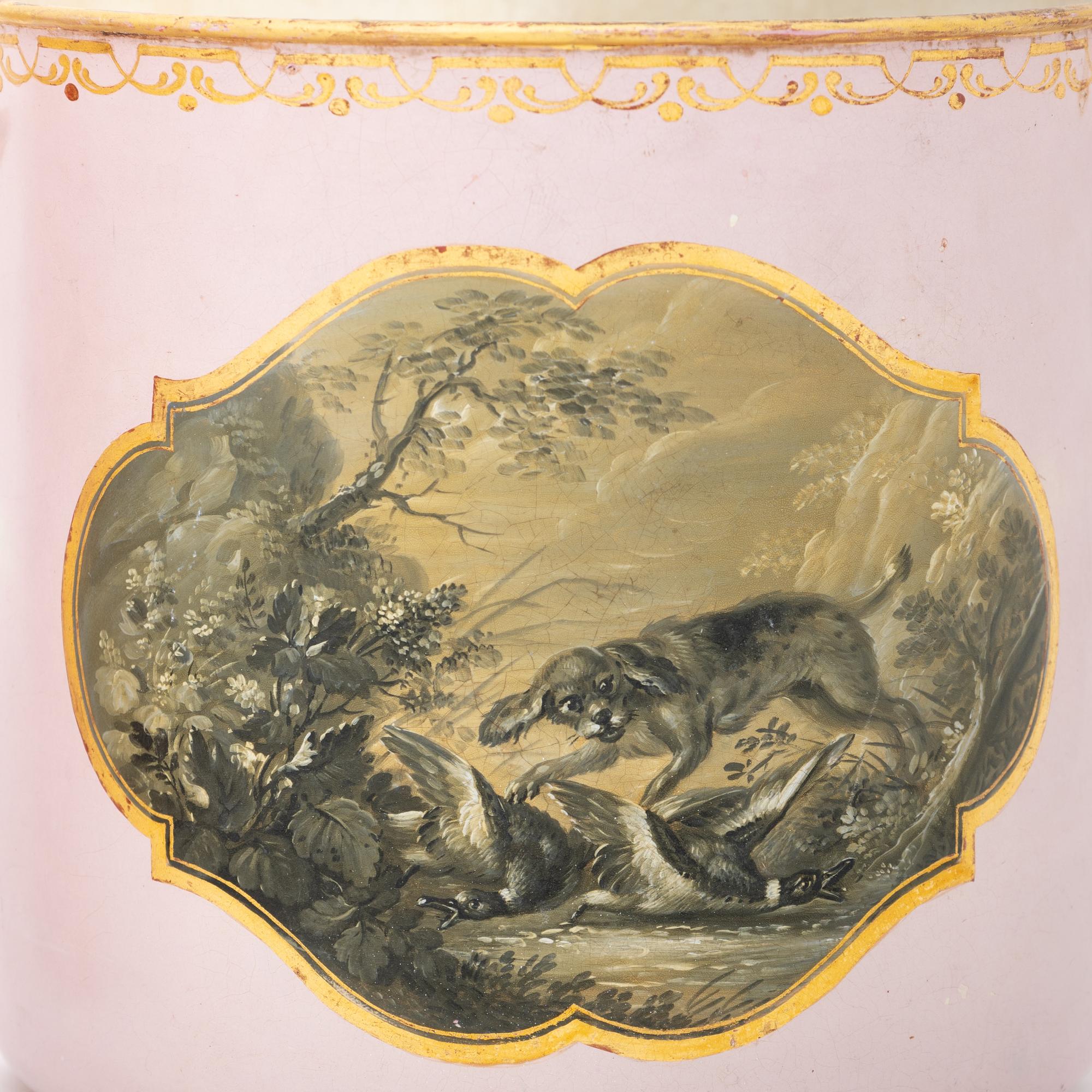 A Pair of French Tôle Peinte Cache Pots