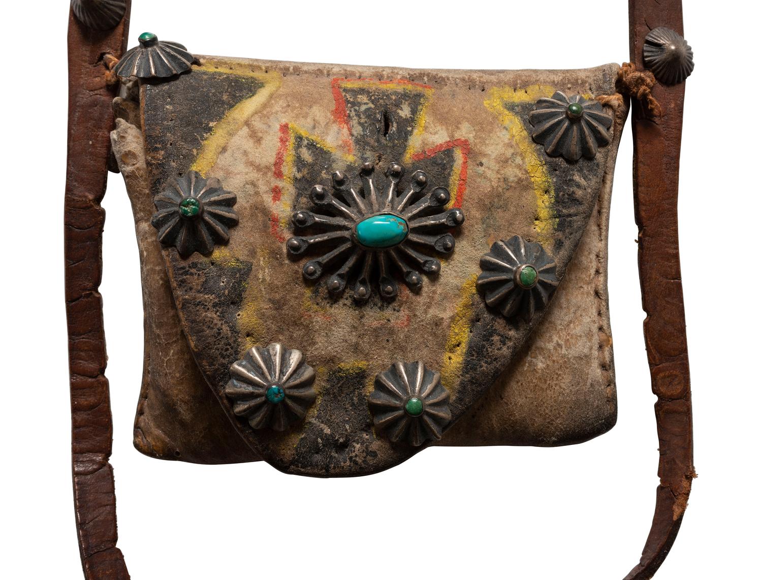 Navajo Buffalo Hide Bandolier Bag
