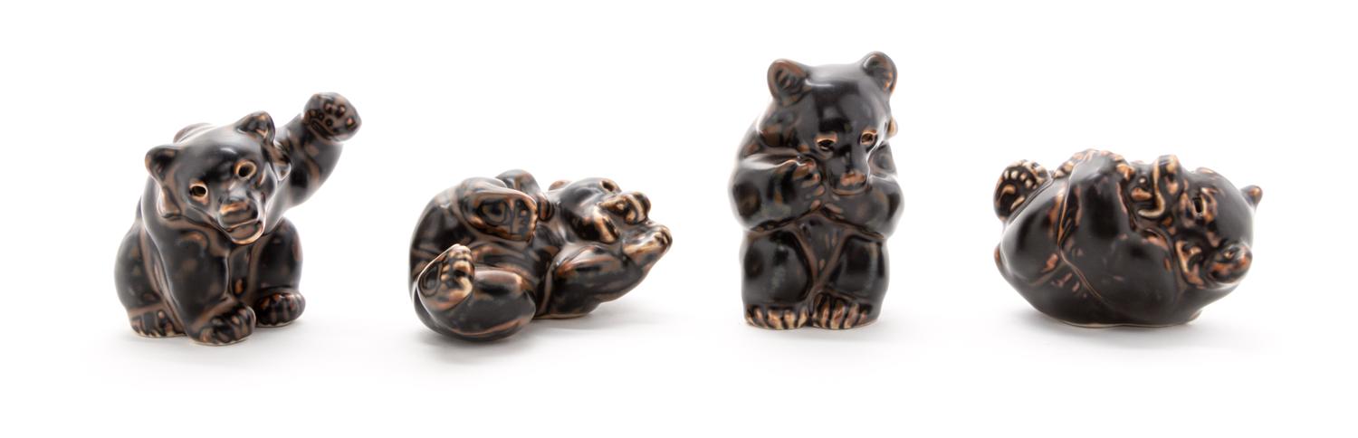 Four Bear Cub Figures Royal Copenhagen, Denmark