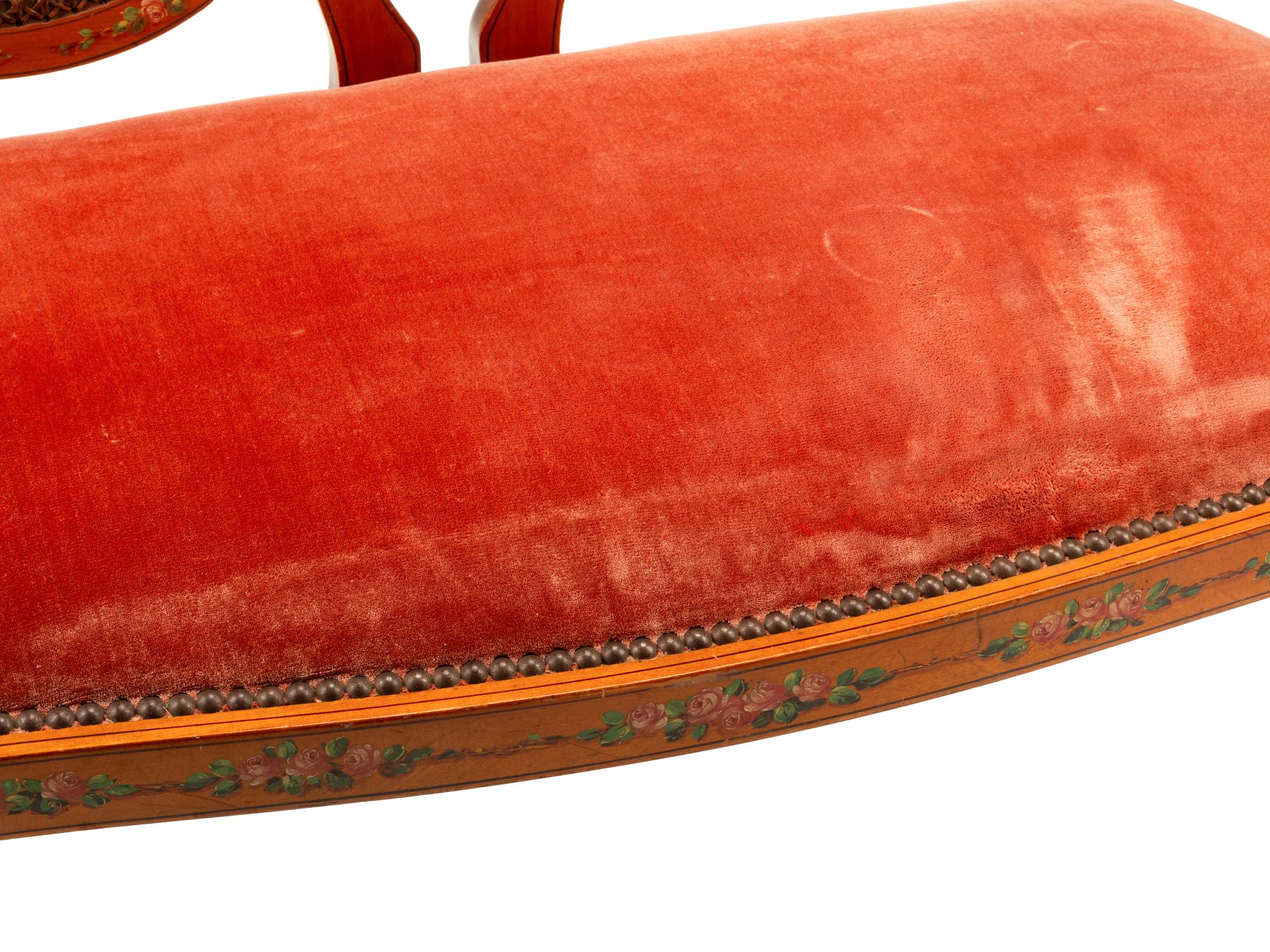 An Edwardian Painted Satinwood Settee
