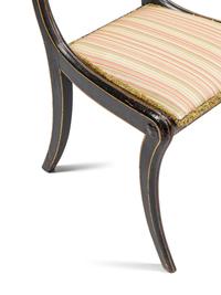 A Pair of Regency Style Gilt-Japanned Side Chairs