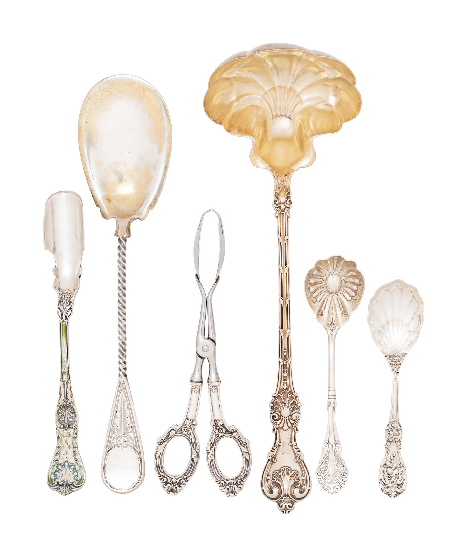 Six American Silver Flatware Serving Articles