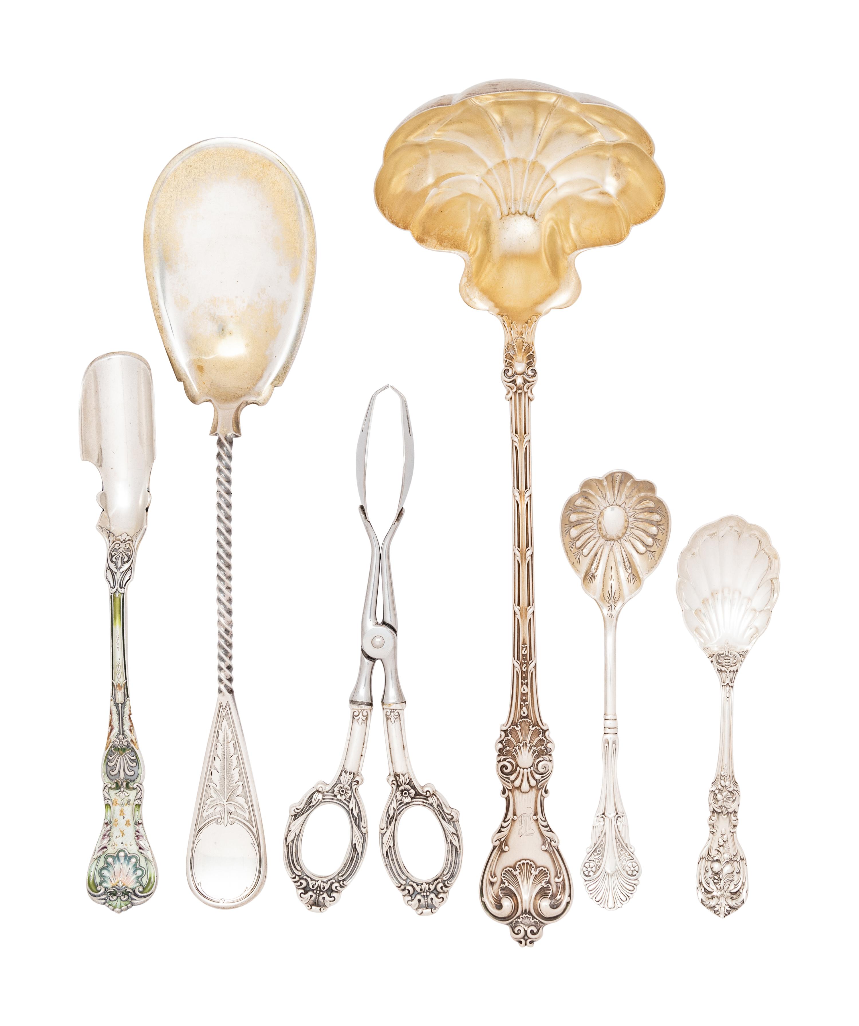 Six American Silver Flatware Serving Articles