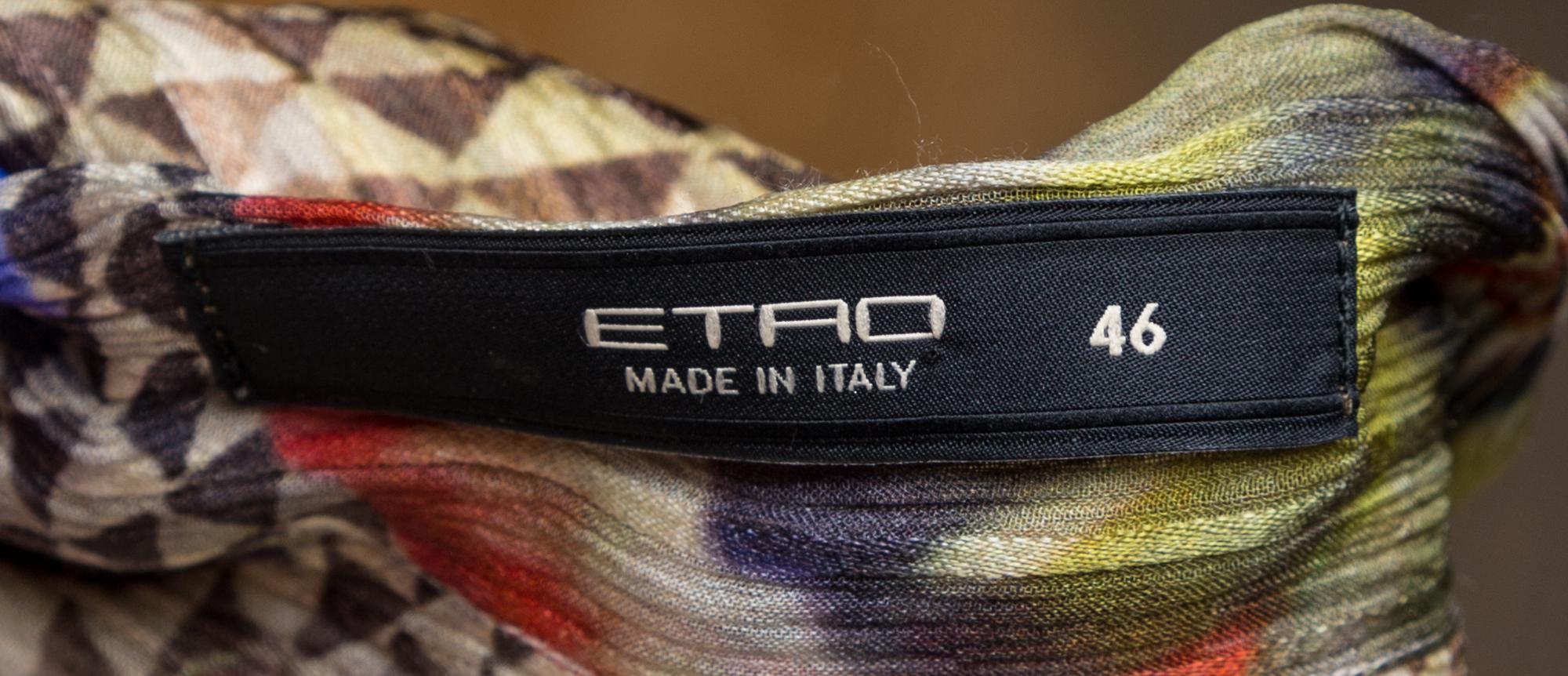 An Etro Multicolor Silk Sheer Blouse, Size 46.