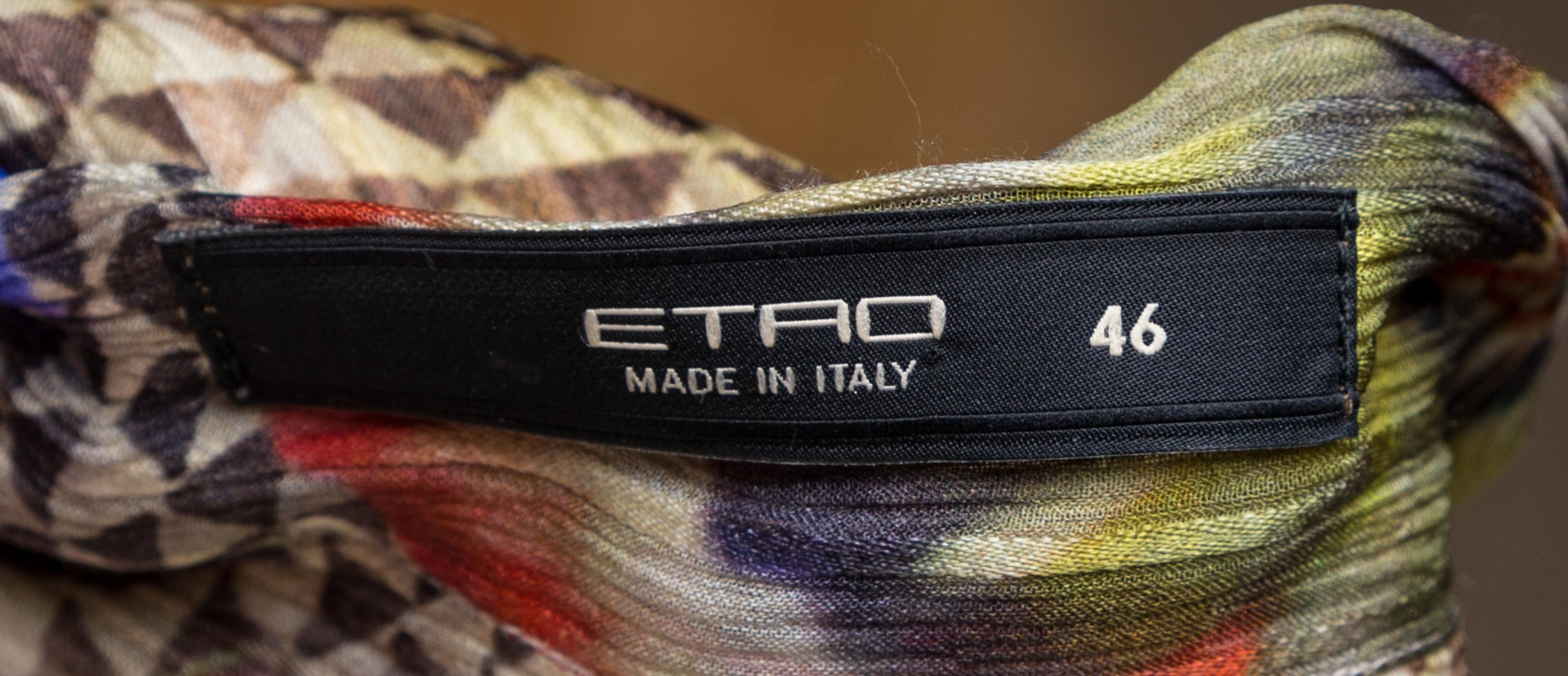 An Etro Multicolor Silk Sheer Blouse, Size 46.