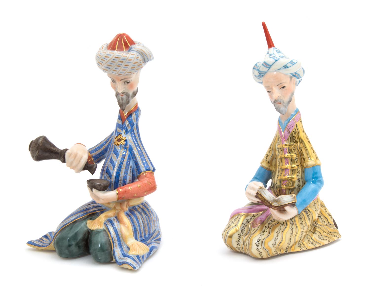 A Pair of Herend Porcelain Persian Men Height 6 inches. — 20TH CENTURY
