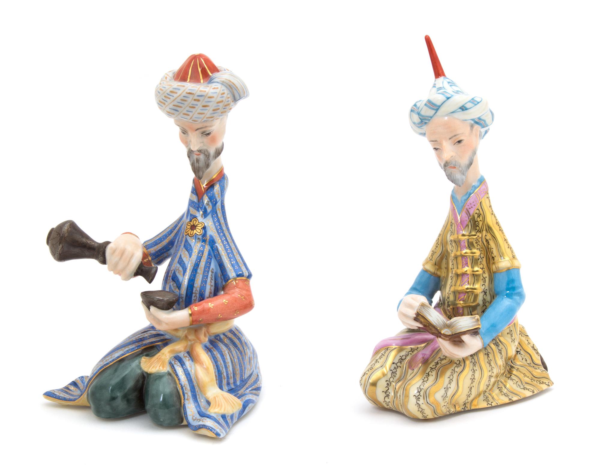 A Pair of Herend Porcelain Persian Men Height 6 inches. — 20TH CENTURY