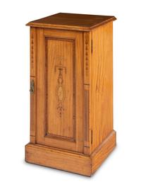 An Edwardian Inlaid Satinwood Pedestal Cabinet