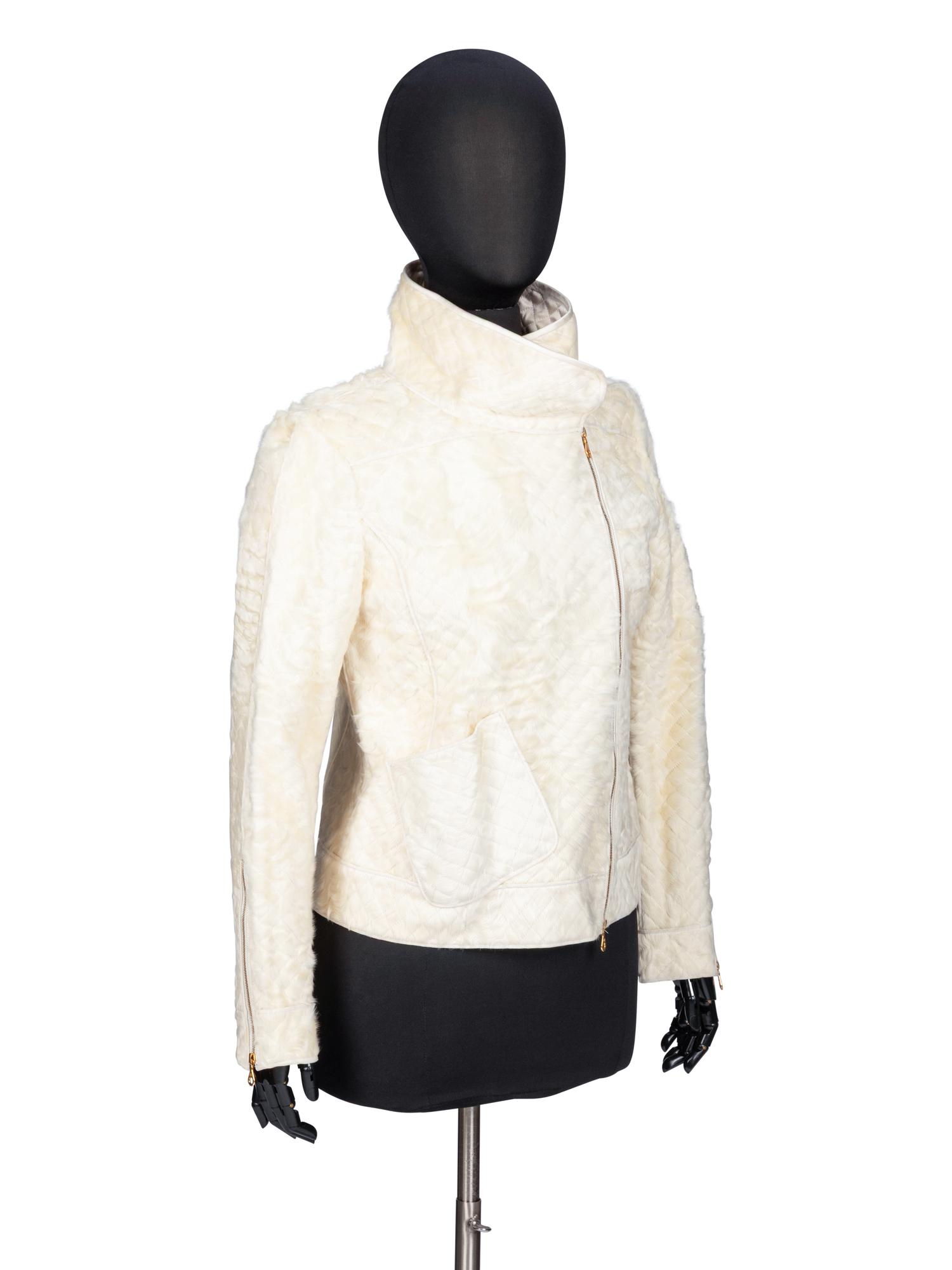 Oscar de la Renta, Quilted Fur & Satin Jacket