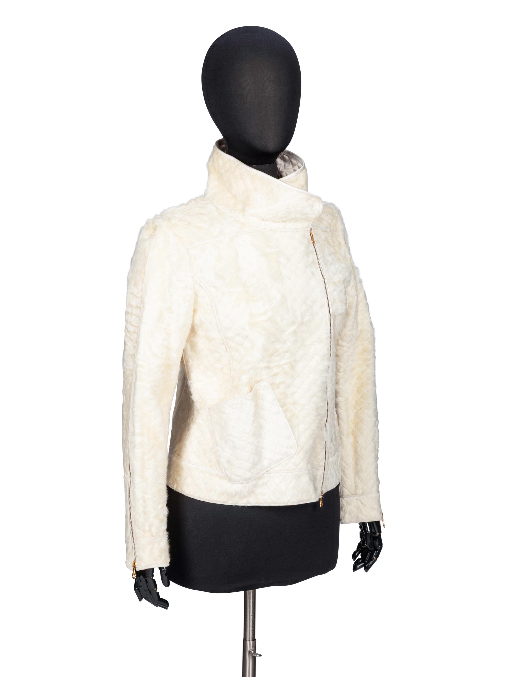 Oscar de la Renta, Quilted Fur & Satin Jacket