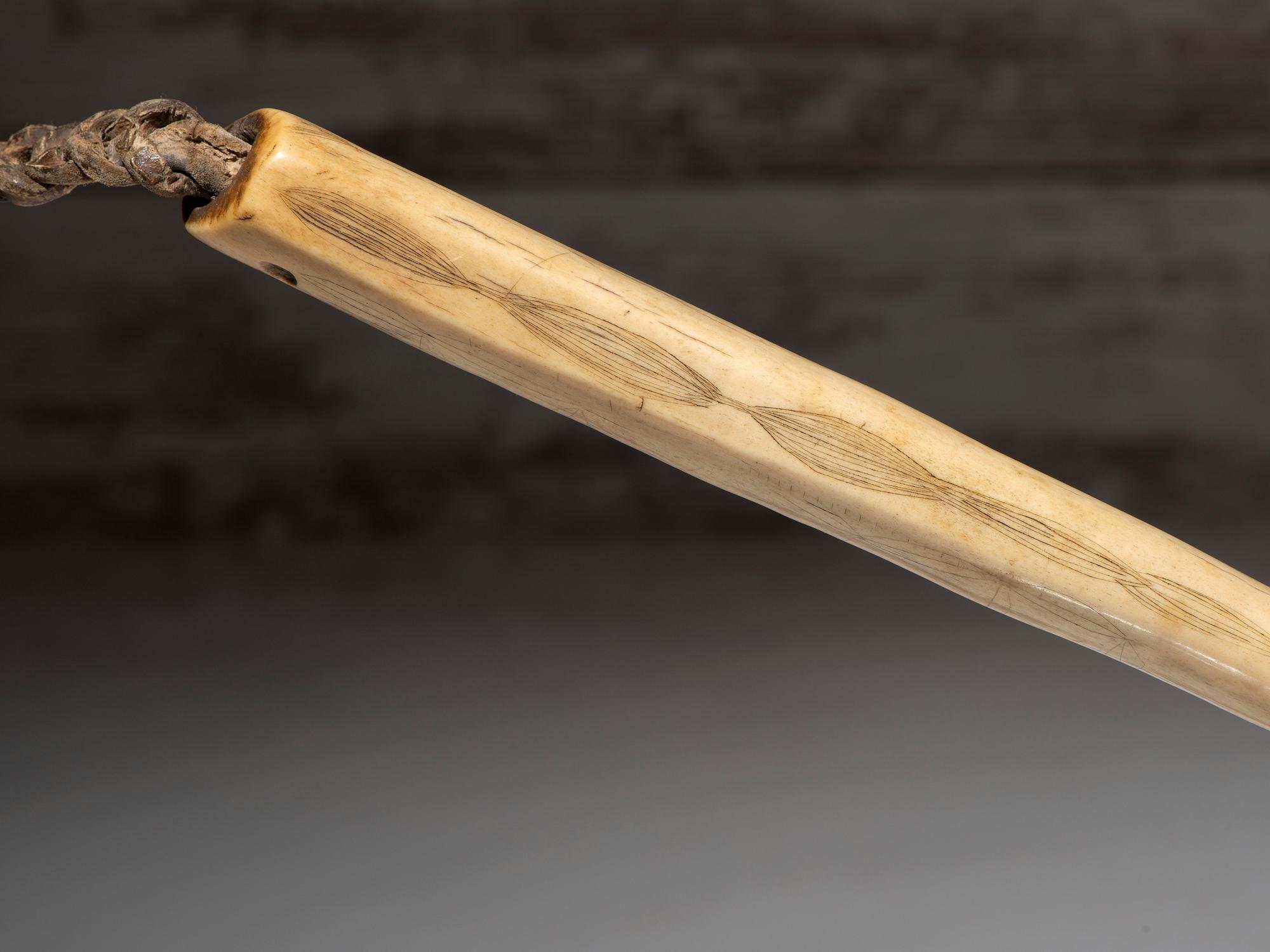 Prairie Decorated Antler Quirt, with Beaded Wrist Strap
