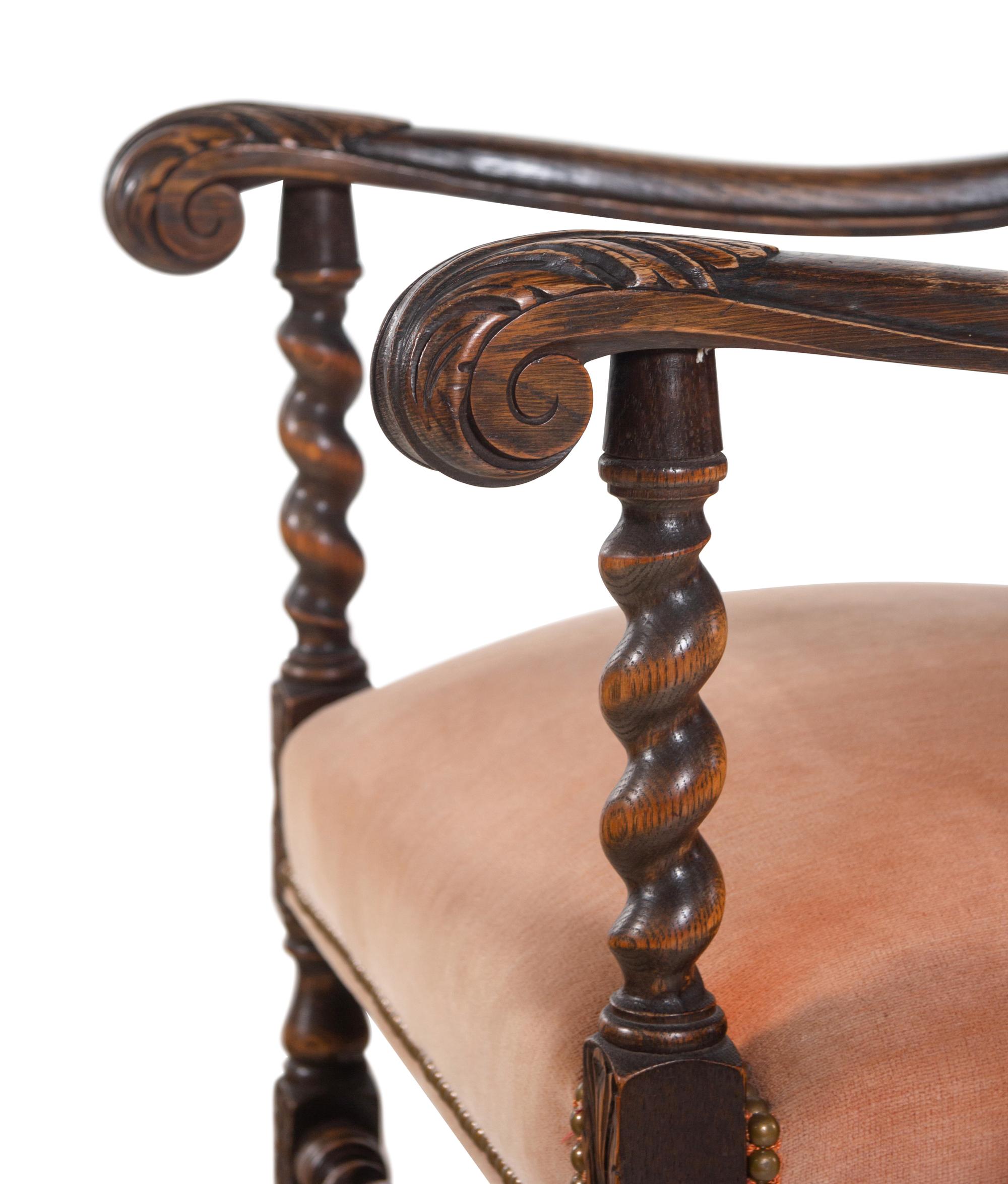 A William and Mary Style Oak Armchair