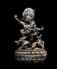 A Tibetan Bronze Figure of Yama Dharmaraja with Consort