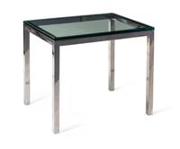 A Contemporary Chrome-Plated Metal and Glass Side Table