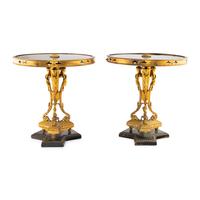 A Pair of Neoclassical Style Gilt Bronze and Marble Occasional Tables