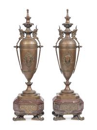 A Pair of French Neoclassical Cast Metal Urns