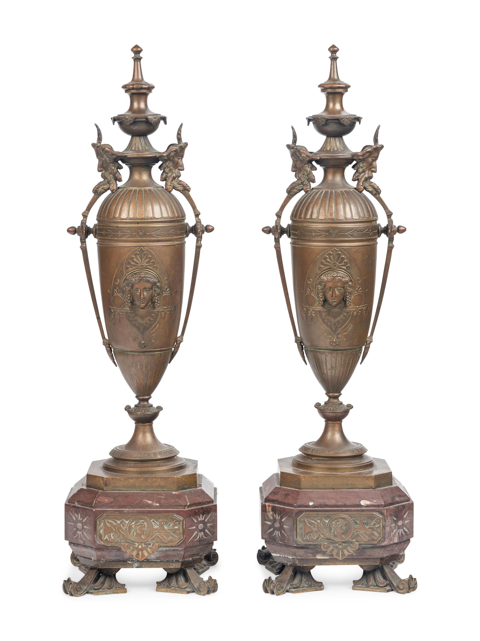 A Pair of French Neoclassical Cast Metal Urns
