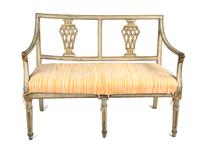 A Gustavian Painted and Parcel Gilt Settee Height 33 1/2 x width 42 x depth 21 1/2 inches. — LATE 18TH/EARLY 19TH CENTURY