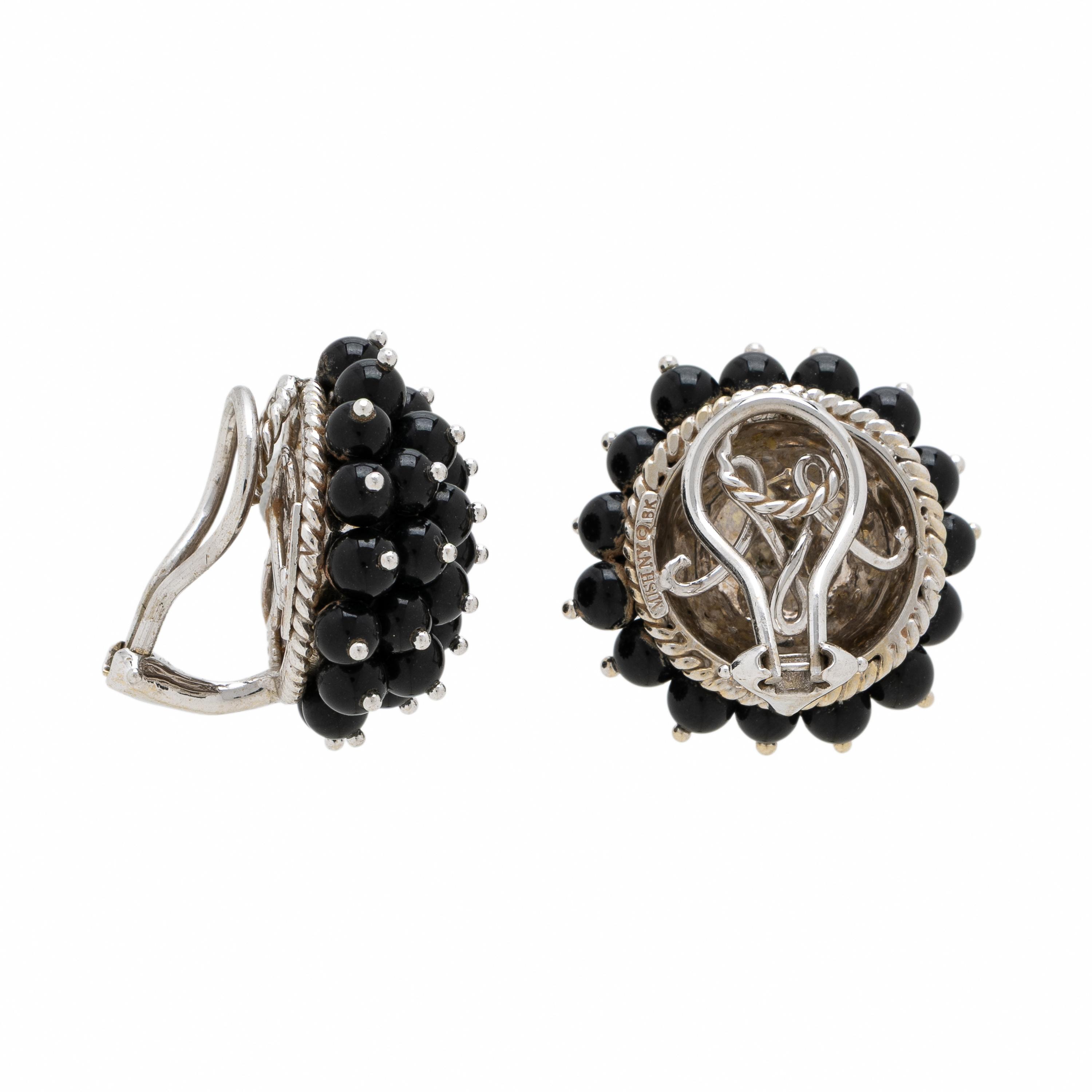 Mish, Black Onyx and White Gold Earrings
