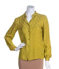 A Mila Schon Chartreuse Patterned Blouse, Size 4.