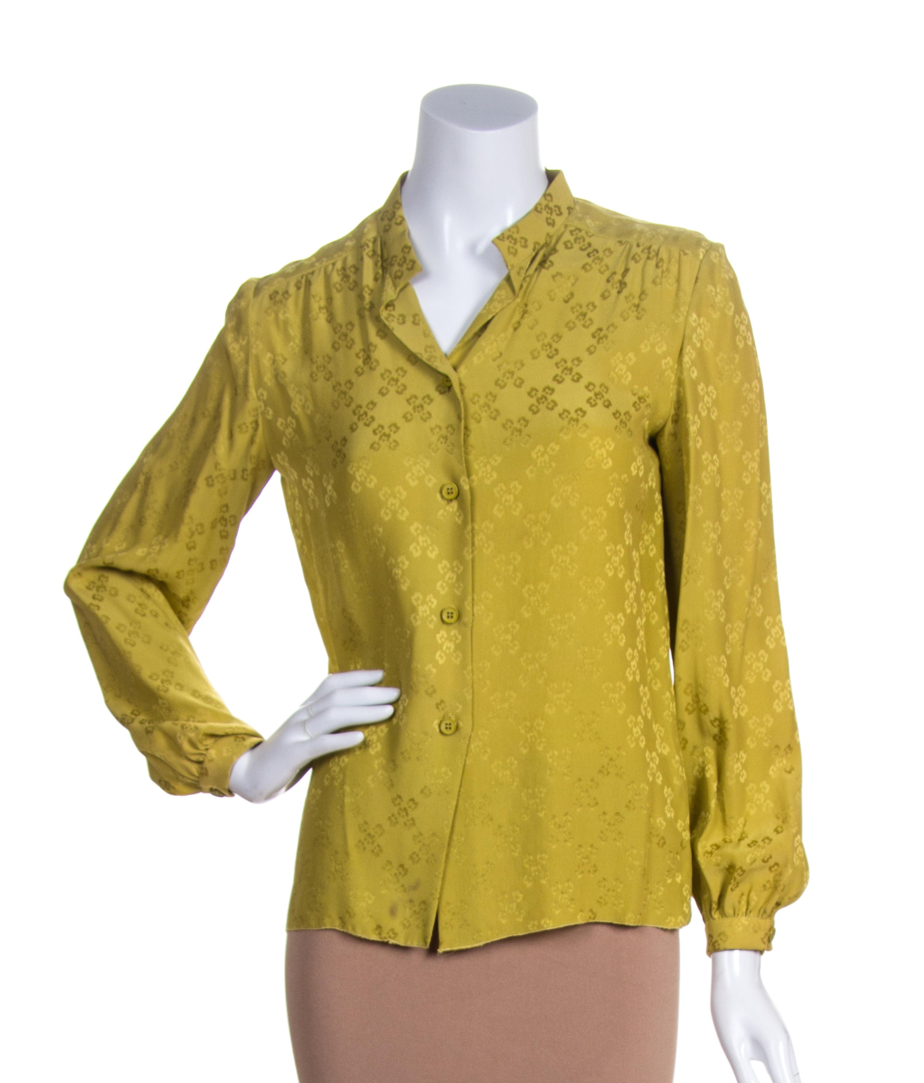A Mila Schon Chartreuse Patterned Blouse, Size 4.