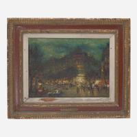 Ludolf Liberts (American/Latvian, 1895-1959) Boulevard Haussmann at Night, Paris
