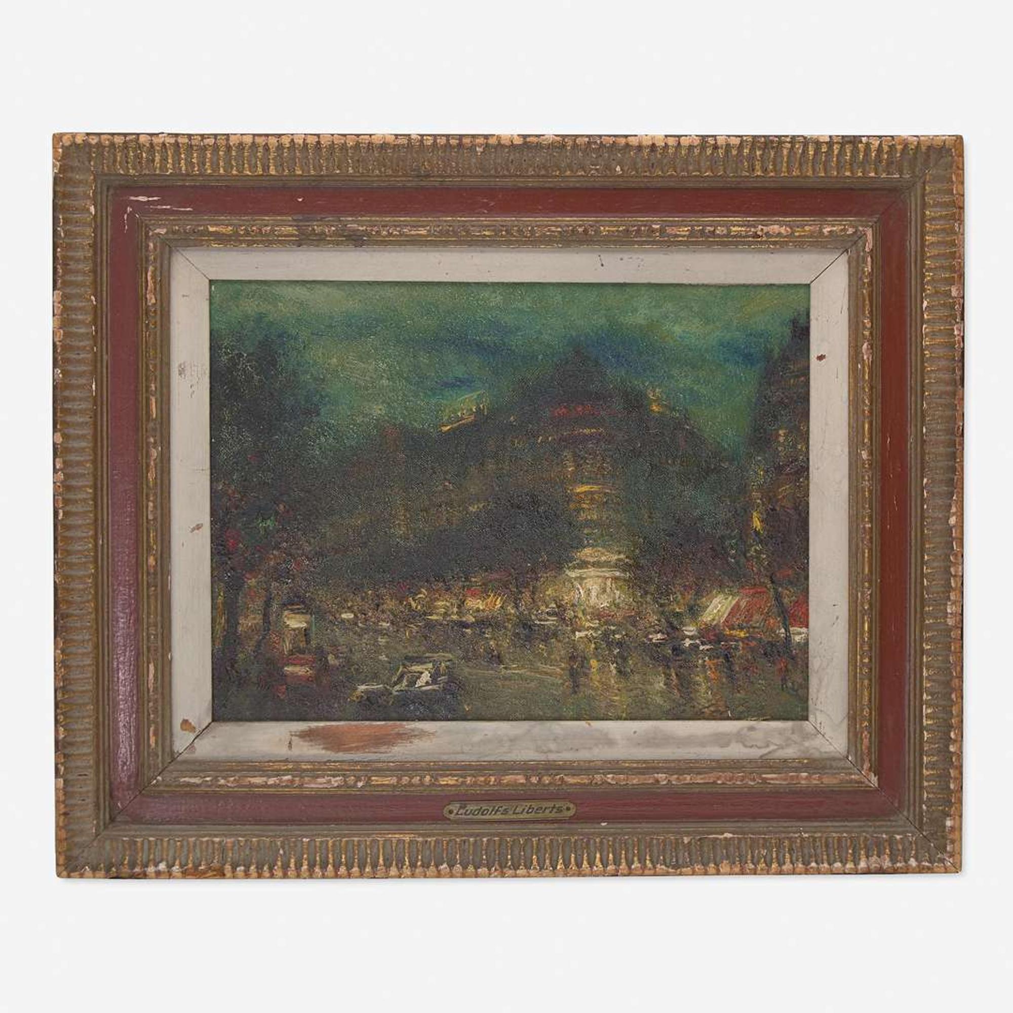 Ludolf Liberts (American/Latvian, 1895-1959) Boulevard Haussmann at Night, Paris