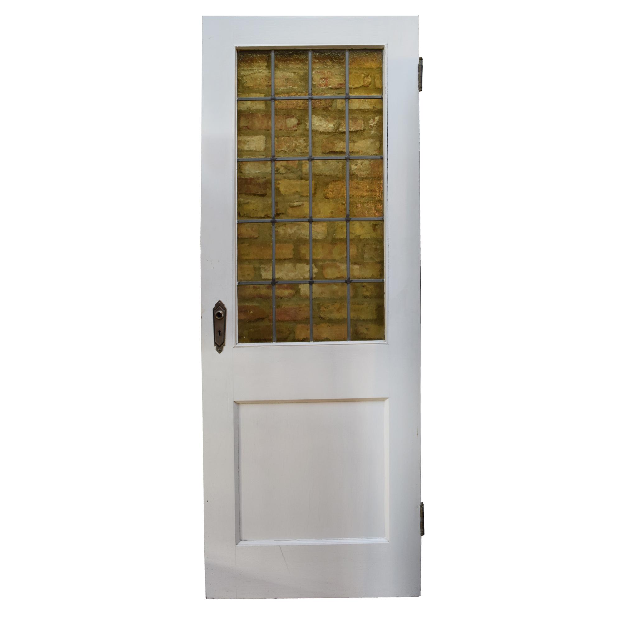 A Leaded and Stained Glass Door from a Chicago, IL. Bungalow 28" W x 1.5" D x 79.5" H — United States, Early 20th Century