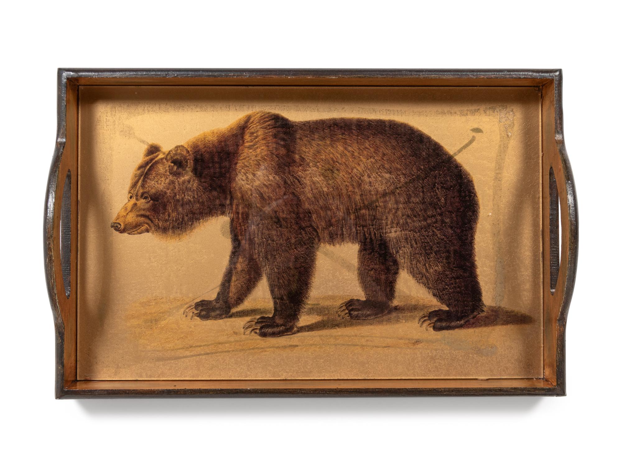 A Twin-Handled Bear-Decorated Tray