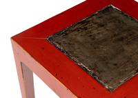 A Chinese Stone-Inset Red Painted Table