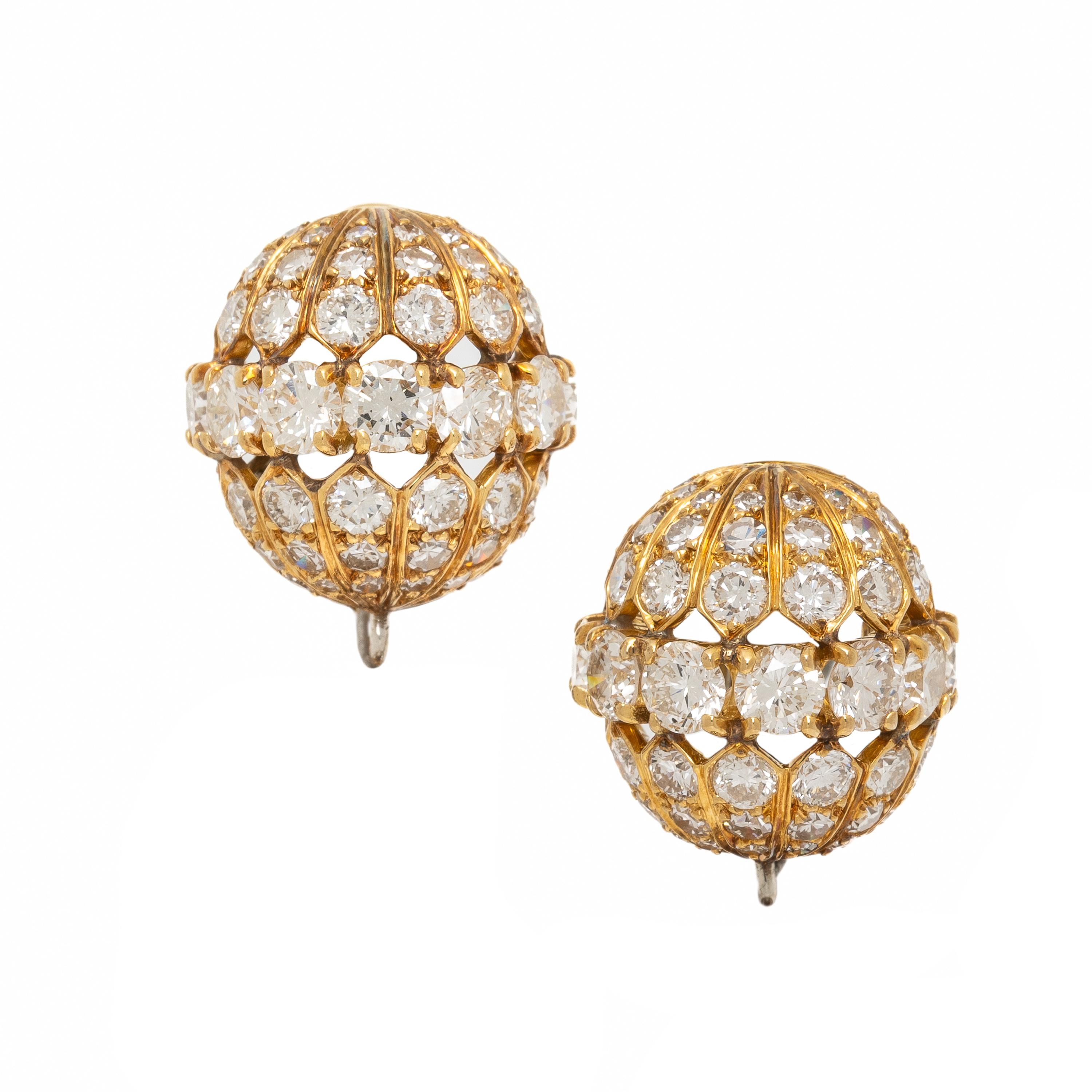 Cultured Pearl, Diamond, and Yellow Gold Earrings