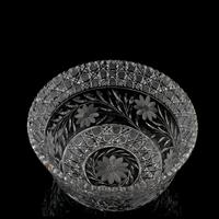 A Floral-Period Cut Glass Punch Bowl with Daisies or Sunflowers