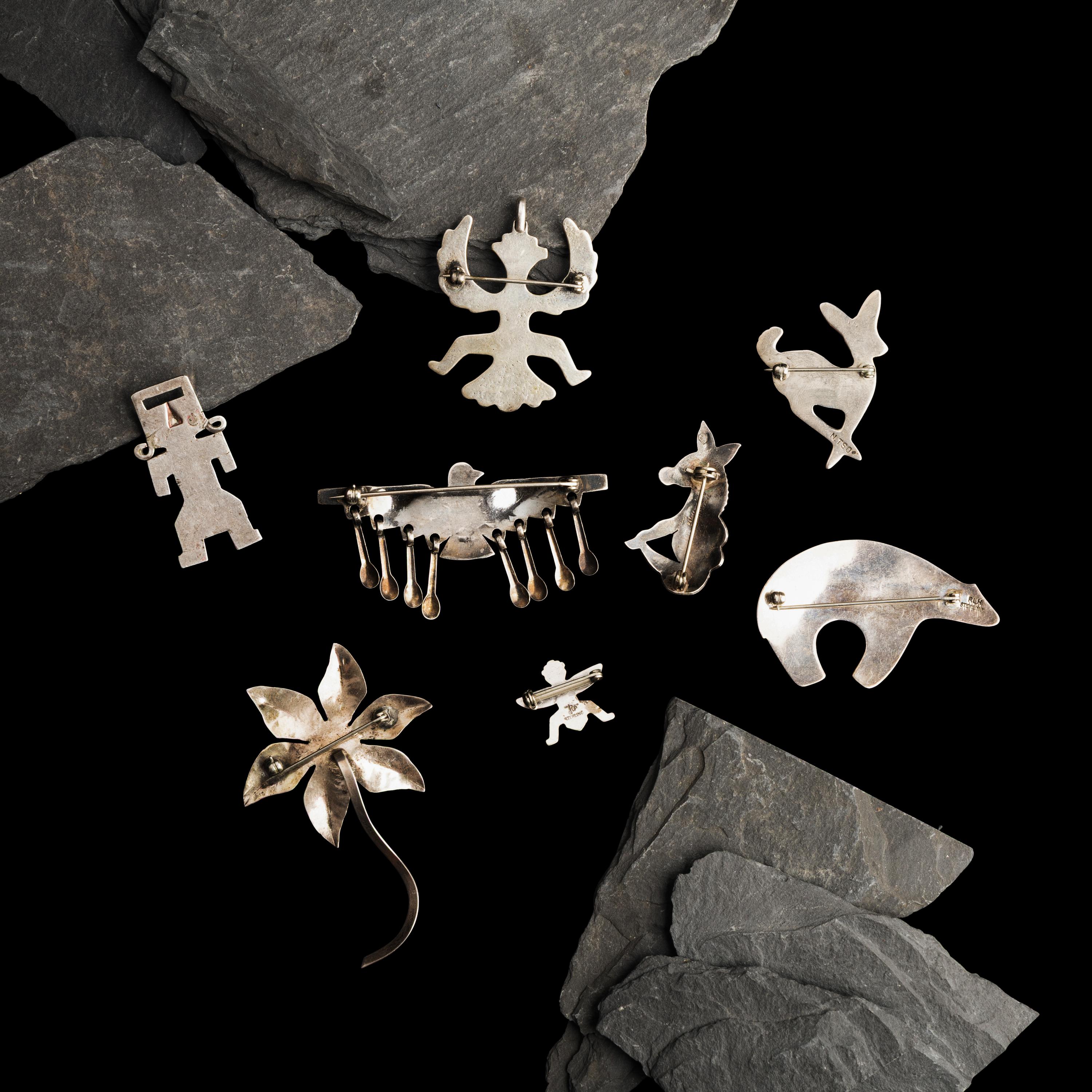 Navajo and Zuni Silver Figural Pins / Pendants, PLUS