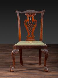 A Chippendale Carved Mahogany Claw-and-Ball Foot Side Chair